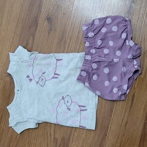 NWOT Carter's Baby Girl Shirt and Short Set 6-9 Months